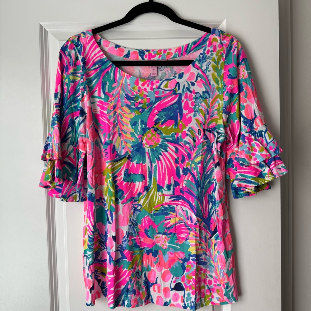 Lilly Pulitzer Lula Ruffle Sleeve Top (Size:M)